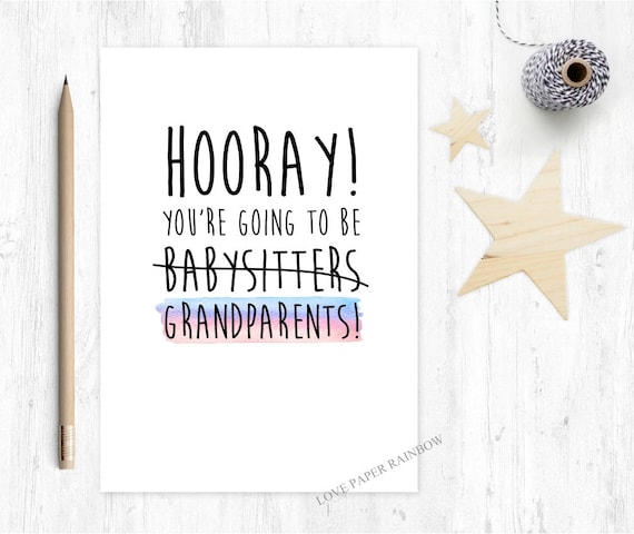 hooray you're going to be grandparents, funny grandparents card, new grandparents card, grandparents first time, new grandma, new grandad