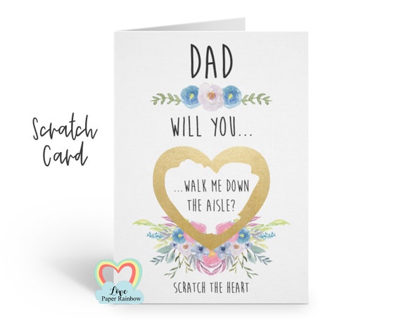 will you walk me down the aisle, will you give me away, walk me down the aisle scratch card
