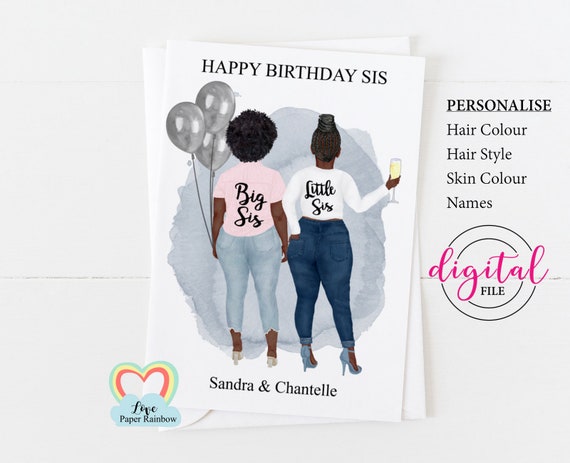 big sister birthday card printable customizable little sister birthday card personalized sister birthday little sister birthday digital pdf