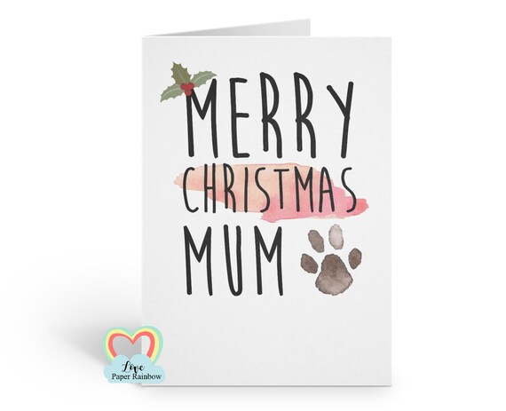 merry christmas from the dog, christmas card from the dog, dog mum christmas card, paw print christmas card, love paper rainbow