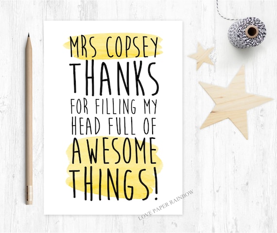 teacher card thanks for being my teacher funny teacher card personalised teacher card teacher quote teaching assistant