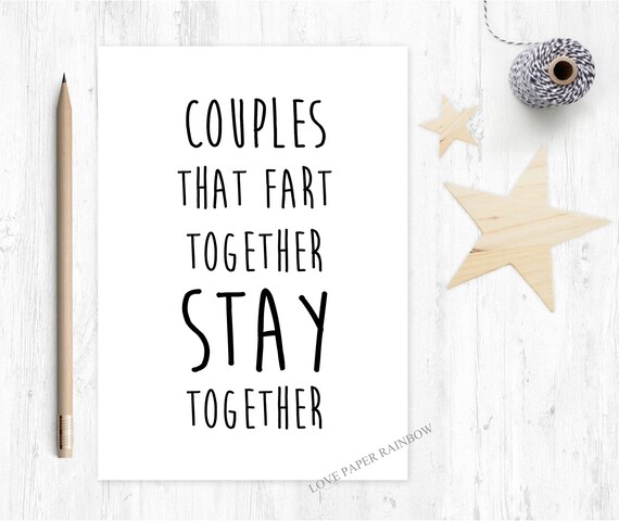 funny anniversary card, fart anniversary, romantic card, couples that fart together stay together, funny boyfriend card, girlfriend card