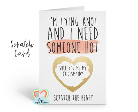 will you be my bridesmaid scratch card, will you be my maid of honour scratch card, i'm tying the knot, funny bridesmaid card