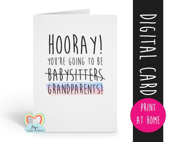hooray you're going to be grandparents, funny grandparents card, new grandparents card, grandparents first time, new grandma, new grandad