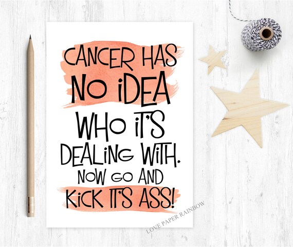 funny cancer card, cancer support card, cancer charity card, chemo card, chemotherapy card, cancer has no idea who it's dealing with