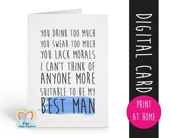 PRINTABLE best man card, will you be my best man printable, funny best man card, best man proposal printable, digital download