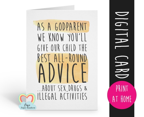 funny godfather card printable godmother card funny godparents card printable godparent card inappropriate godfather card instant download