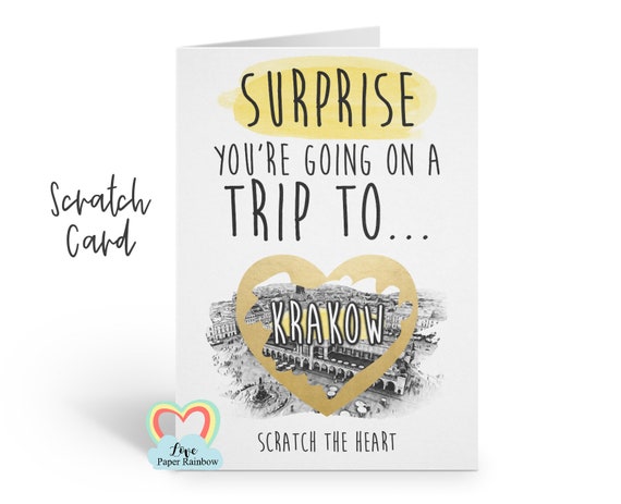 Krakow surprise trip scratch card | you're going to Krakow | Krakow scratch card | scratch and reveal Krakow trip | Krakow holiday | gift