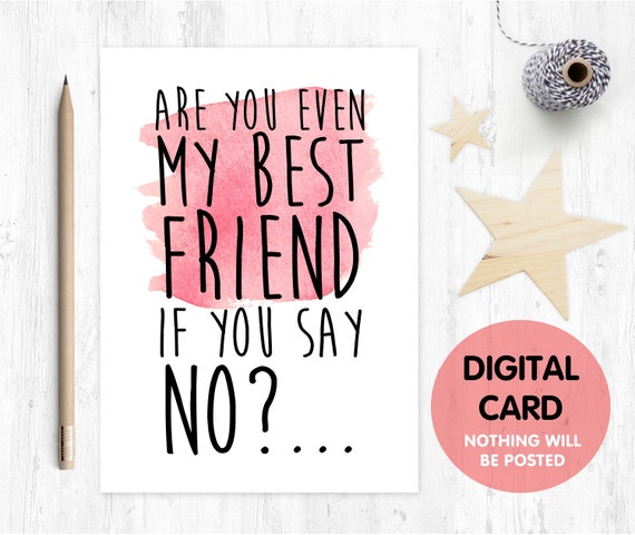PRINTABLE funny bridesmaid card will you be my maid of honour digital download bridesmaid proposal best friend bridesmaid card download