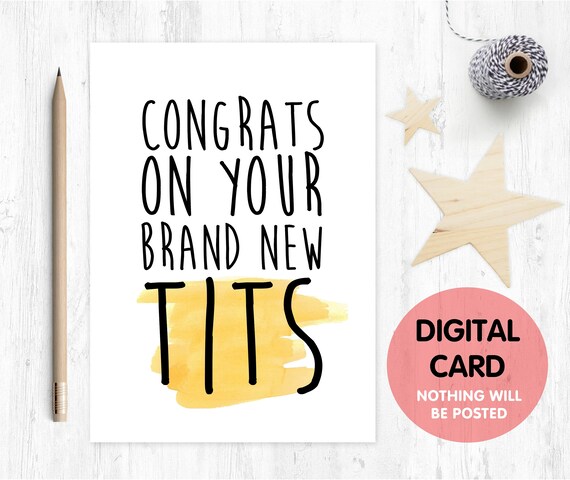 new boobs card, Boobs, Boob Job, Breast Surgery, funny boob job card, printable congrats on your new boobs