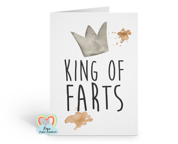 king of farts, fart card, father's day card, fart birthday card, funny card, fart card for boyfriend, anniversary card, funny valentine card