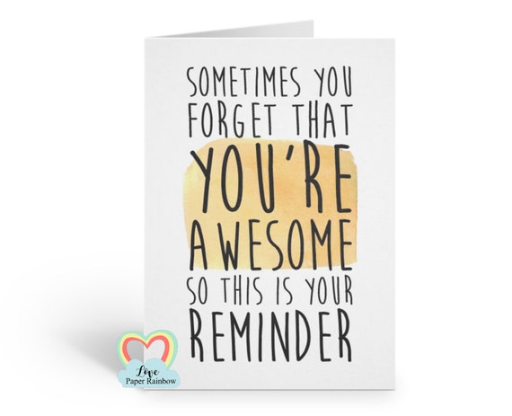 encouragement card, motivation card, thinking of you card, friend card, you are awesome, awesome card, funny friend card, confidence card