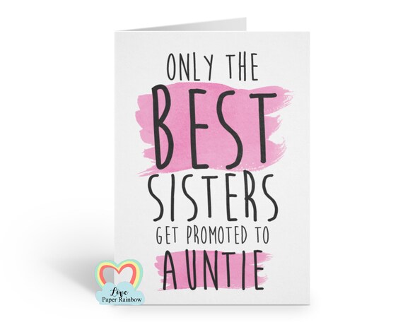 you're going to be an auntie, pregnancy reveal card, only the best sisters get promoted to auntie, I'm pregnant card, baby reveal card