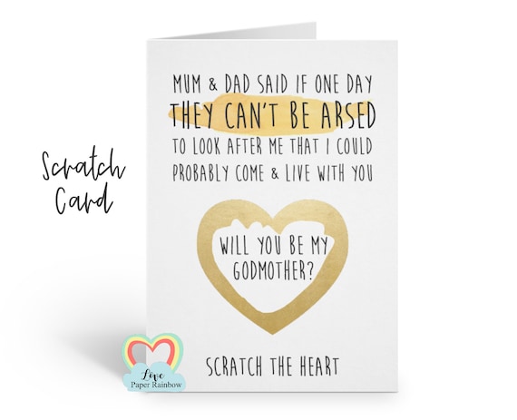 funny godmother proposal will you be my godmother scratch card can't be arsed inappropriate godfather card godparents rude