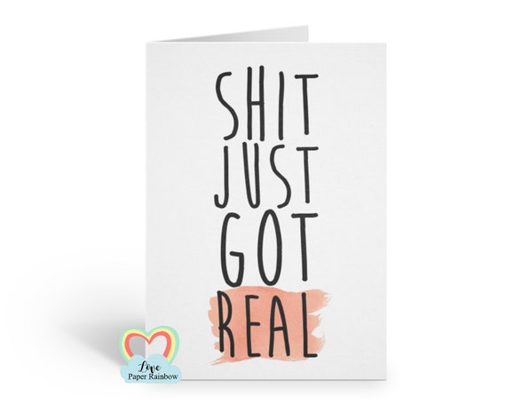 funny engagement card, shit just got real, engagement card, rude engagement card, engagement announcement, engaged card, announce engagement