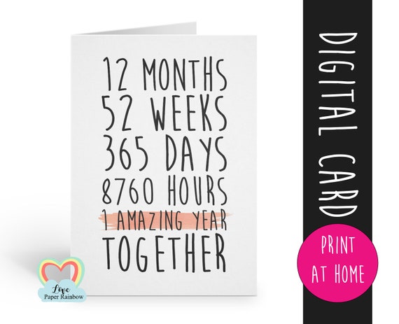 PRINTABLE 1st anniversary card, 1 amazing year, first year as mr and mrs, mr and mrs card, 1st wedding anniversary card, gay anniversary