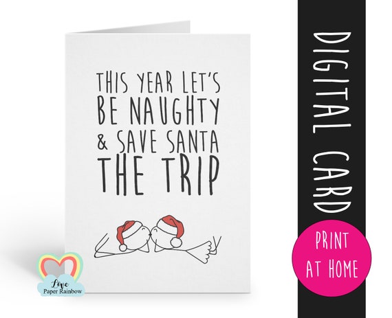 PRINTABLE funny christmas card, let's be naughty this christmas, naughty christmas card, boyfriend christmas card, girlfriend christmas card