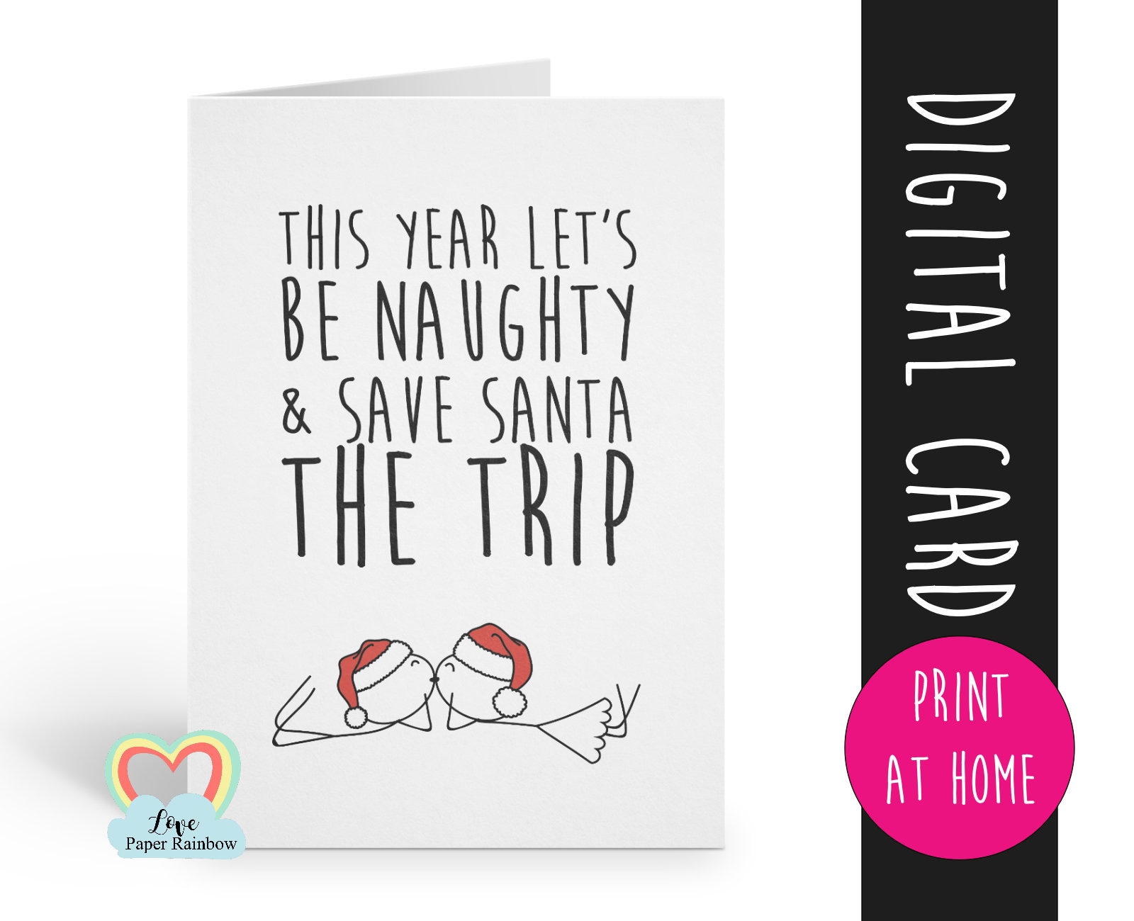 PRINTABLE funny christmas card, let's be naughty this christmas
