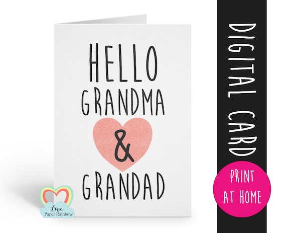 PRINTABLE pregnancy announcement hello grandma and grandad you're going to be grandparents instant download i'm pregnant love paper rainbow