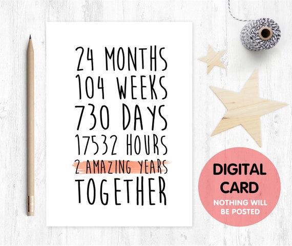 PRINTABLE 2nd anniversary card, 2nd wedding anniversary card, 2 years together, 2 amazing years, lesbian anniversary card,