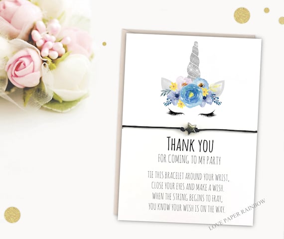 unicorn wish bracelet, thank you for coming to my party, unicorn birthday party, unicorn party bag filler, unicorn gift, unicorn favour