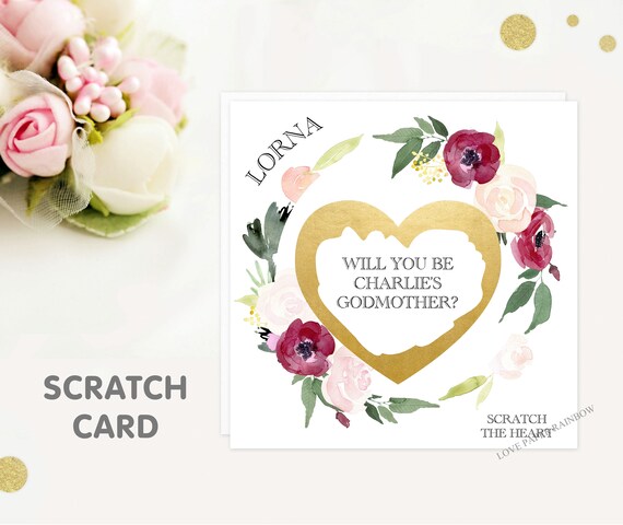only the best sisters get promoted to godmother scratch card will you be my godmother friend godfather proposal floral godmother card