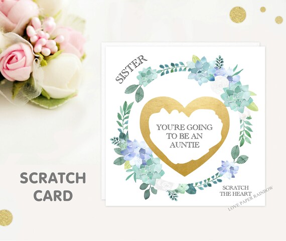 auntie reveal card pregnancy reveal, pregnancy announcement, pregnancy scratch card, i'm pregnant scratch card, you're going to be an auntie