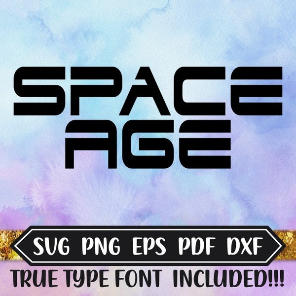 Space Age TTF Font Design Download, True Type Font, SVG Silhouette Font, Cricut Font, Dxf, Eps, Png Pdf Files, Space Age Alphabet