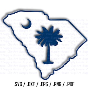 South Carolina SVG, South Carolina State Outline, Palm Tree, SVG Files, Vector Art, Cricut Design Space, Silhouette Studio - CA280