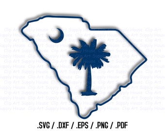 South Carolina SVG, South Carolina State Outline, Palm Tree, SVG Files, Vector Art, Cricut Design Space, Silhouette Studio - CA280