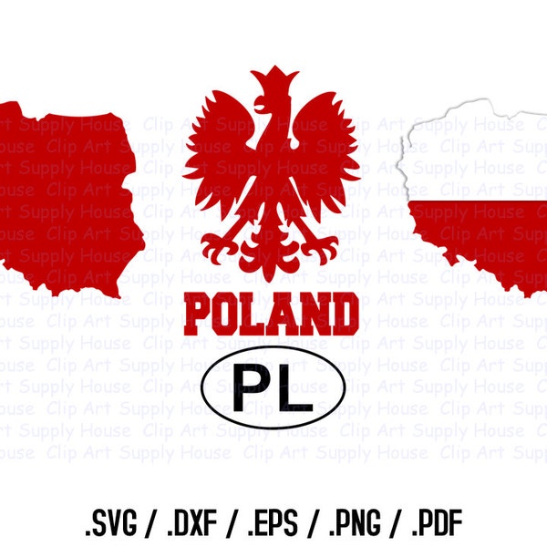 Poland Clipart, Polish SVG Files, Polish Eagle Silhouette Files For T-Shirt Transfers or Stickers, Silhouette File, Polish SVG - CA213