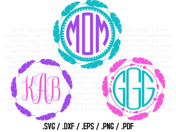 Download Tribal Svg Feather Circle Monogram Frame Design Files Use Etsy