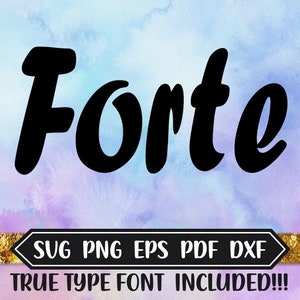 Archivos de diseño de fuente Forte para usar con su estudio de silueta, fuente Cricut, archivos DXF, fuente SVG, archivos EPS, fuentes Png, silueta Forte
