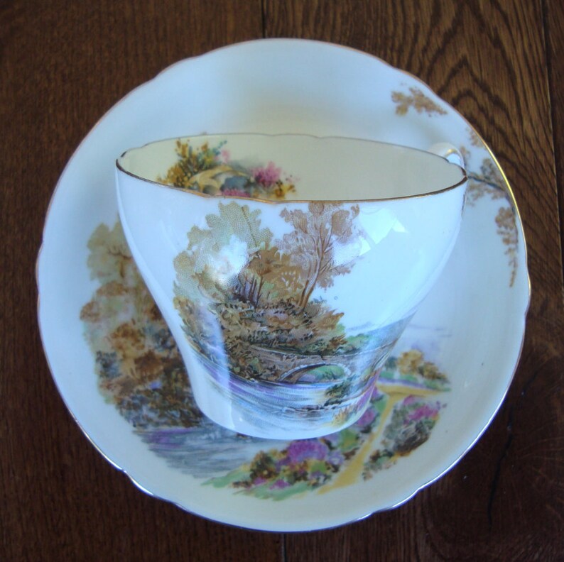 Shelley Heather Fine Bone China England Scenic Etsy