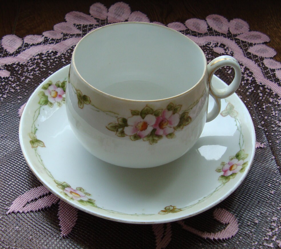 1916 Nippon Hand Painted Antique Tea Cup and Saucer Pink Etsy Canada