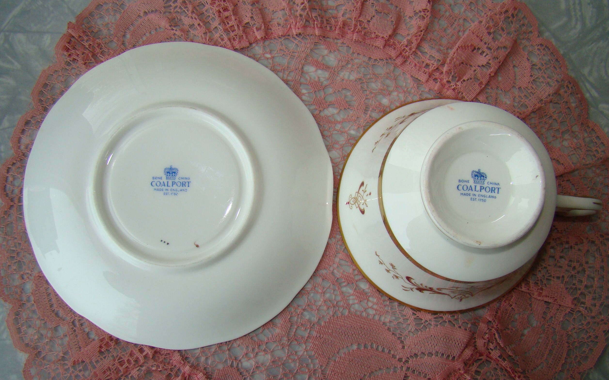 Coalport - Bone China Made in England - Gold and Red Design - Etsy