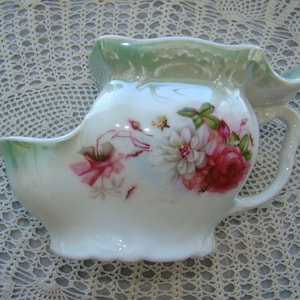 Antique Porcelain Shaving Mug / Scuttle - Made in Germany - Scuttle Style with Razor Holder