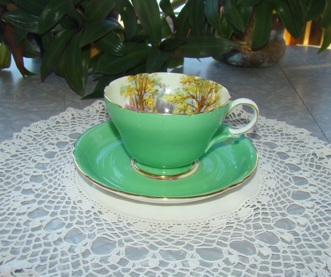 Shelley englands Charm Fine Bone China England Green. Scenic Vintage