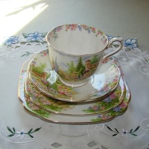 Kentish Rockery - 4 Piece Set - Royal Albert Bone China England - Scenic - Garden of England