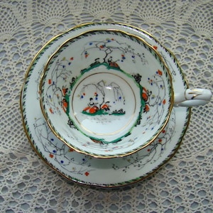 1920s Star Paragon "Arcadia" - Fine Bone China England - Hand Painted and Decorated - Vintage Tea Cup and Saucer