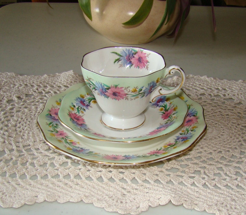 Cornflower Trio Foley Bone China England Vintage Tea Etsy