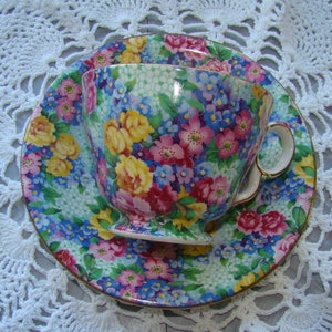 Royal Winton "Julia" - Vintage Tea Cup and Saucer - Made in England - Multifloral Chintz