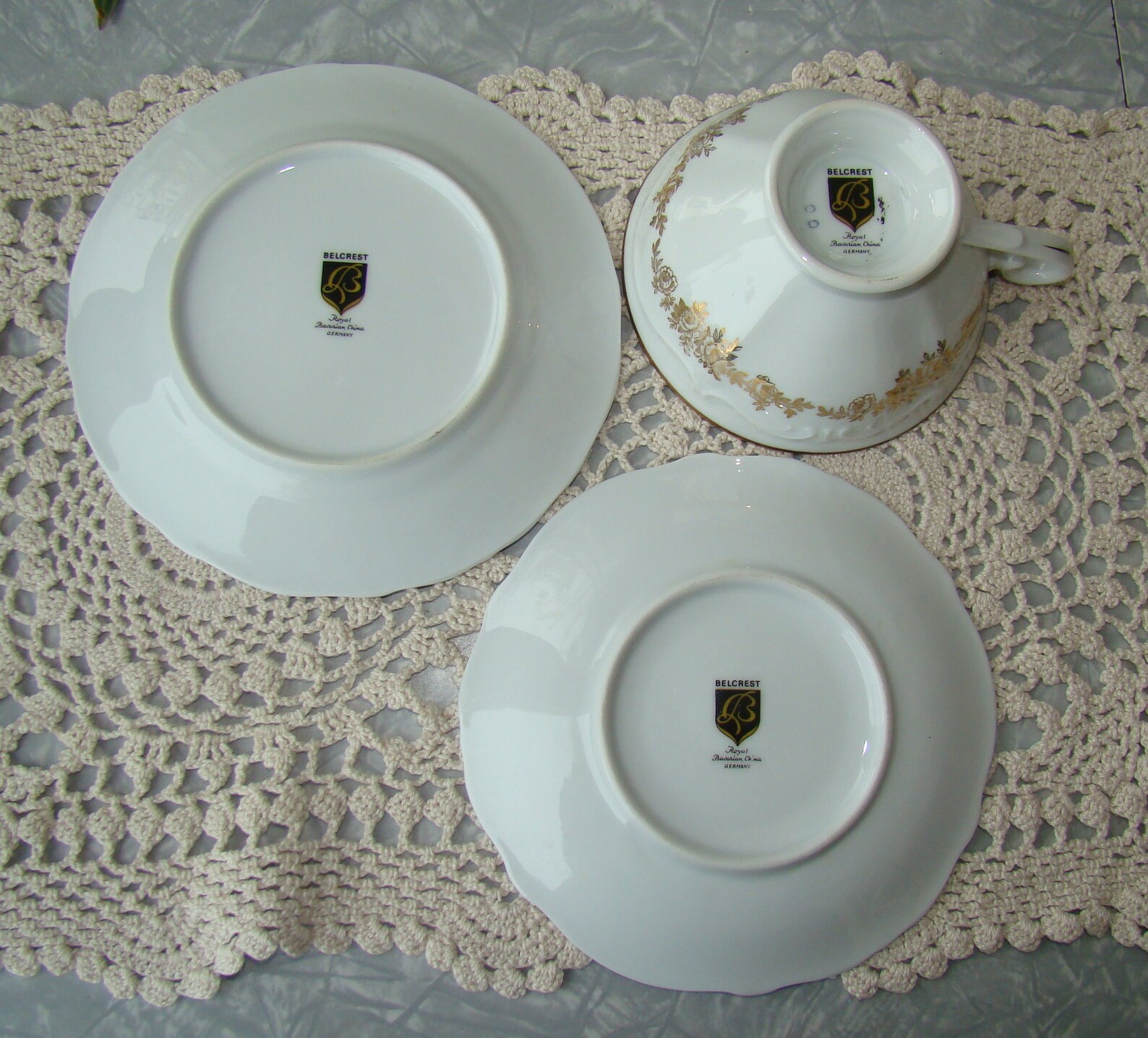 Belcrest Royal Bavarian China Germany Gold Corsage Tea Cup, Saucer and