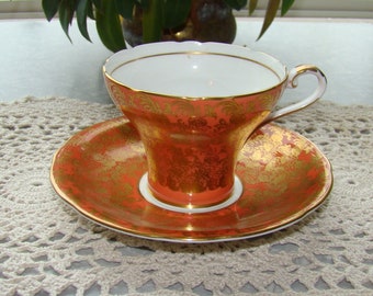 Aynsley - Burnt Orange with Heavy Gold Chintz and Trim - Corset Shape