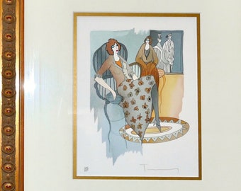 Itzchak Tarkay 2005 Cynthia en Marrón SERIGRAFÍA Firmada Numerada Reg # 141810.0280 Enmarcada
