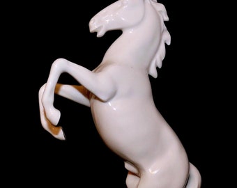 Vintage Carl Scheidig Grafenthal Germany Rearing Horse Stallion Unicorn Blanc Porcelain Figurine 8.5"
