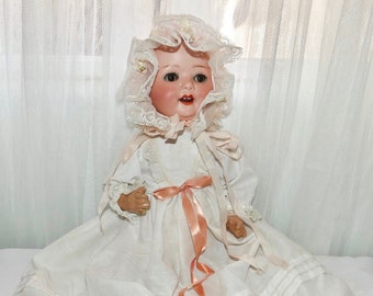 1920s Ernst Heubach Koppelsdorf Germany 14" Dimples Baby Kalutu Doll #300.2/0 Open Nostrils Sleepy Eyes
