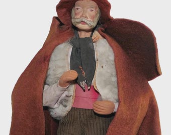 Vintage Maryse Di Landro Santon France Signed Le Berger - The Shepherd Habille Terracotta Clay Hand Painted Figurine