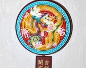 Antique Chinese Famille Rose Hand Painted Porcelain Tile Scenic Panel Plaque With Characters Script Seals Framed