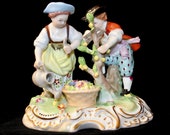 Antique SAXONY GERMAN Carl Thieme Potschappel Hand Painted Porcelain Garden Scene Figurine